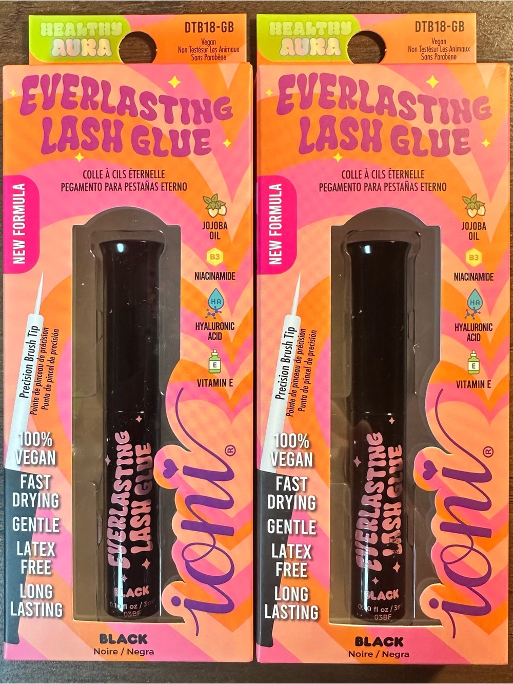 Ioni Healthy Aura 2pk Everlasting Lash Glue ~BLACK~ Fast Drying Long Lasting New